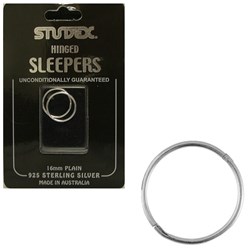 Large Plain Sleepers 16mm Sterling Silver (925)